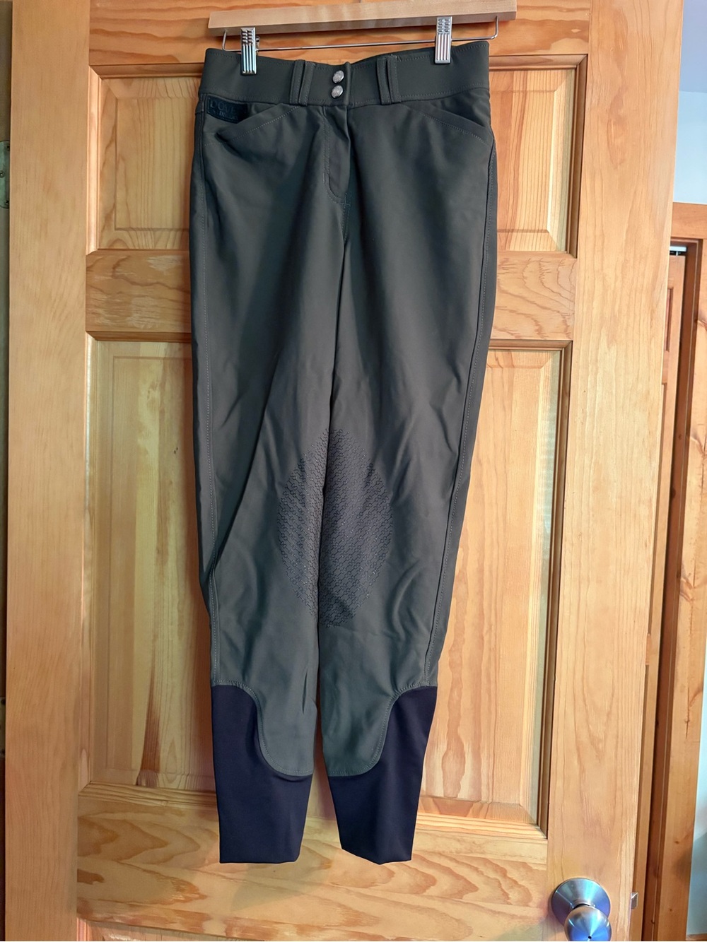 Women's Dark Olive Green Equestrian Breeches with Sticky Knee Patches